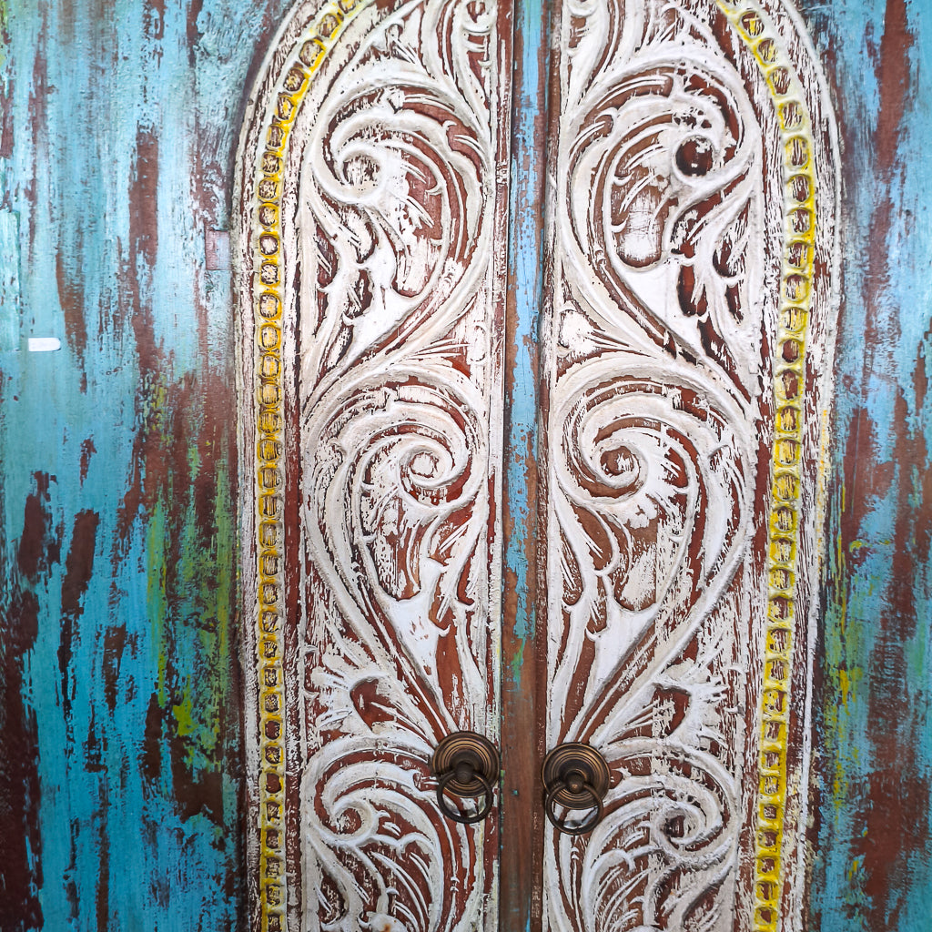 Handcarved Door Blue Ukir Surga Design