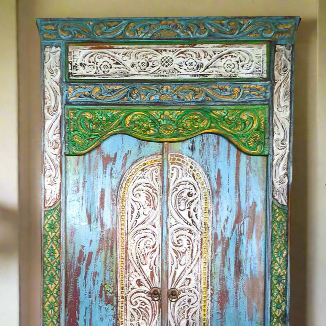 Handcarved Door Blue Ukir Surga Design