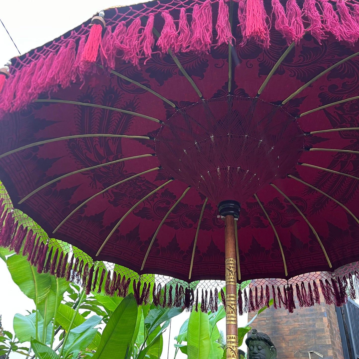 Hand Painted Balinese Parasol in Red