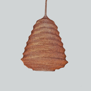 Handwoven mesh metal chandelier with organic textured shape for eco-friendly home decor