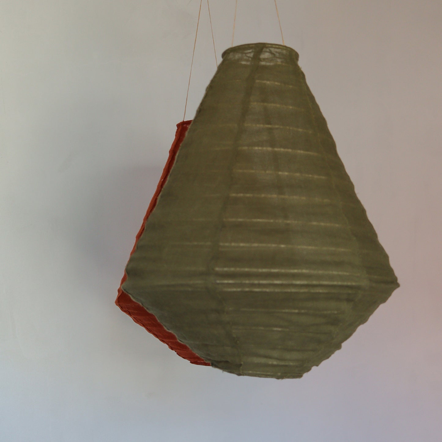 Linen Hanging Lamp Diamond Natural Green