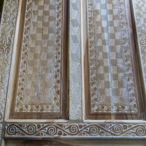 hand carved wood door