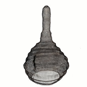 Handmade black wire mesh pendant light with organic shape, eco-friendly home decor