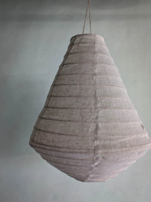Handmade linen pendant lamp with natural texture, eco-friendly home decor hanging light.