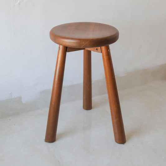 Three legged wooden stool Brown
