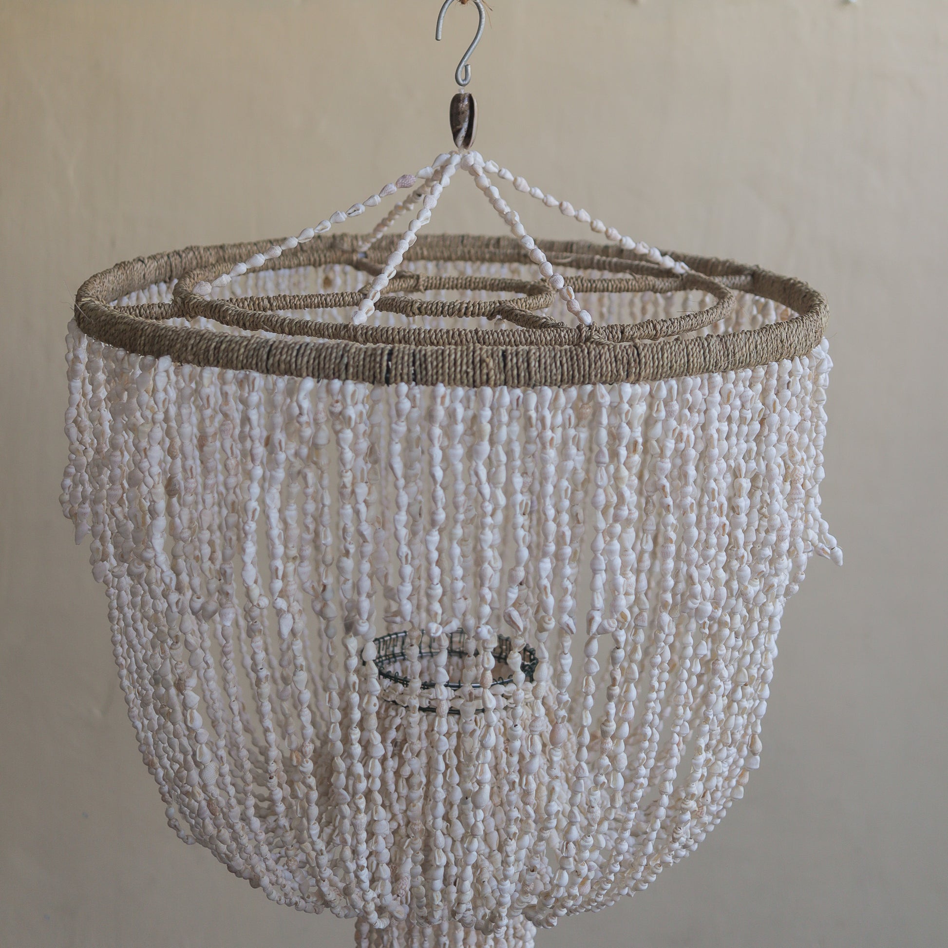 Chandelier made of natural seashell