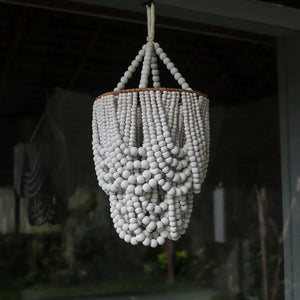 Wood Beaded Pendant Light