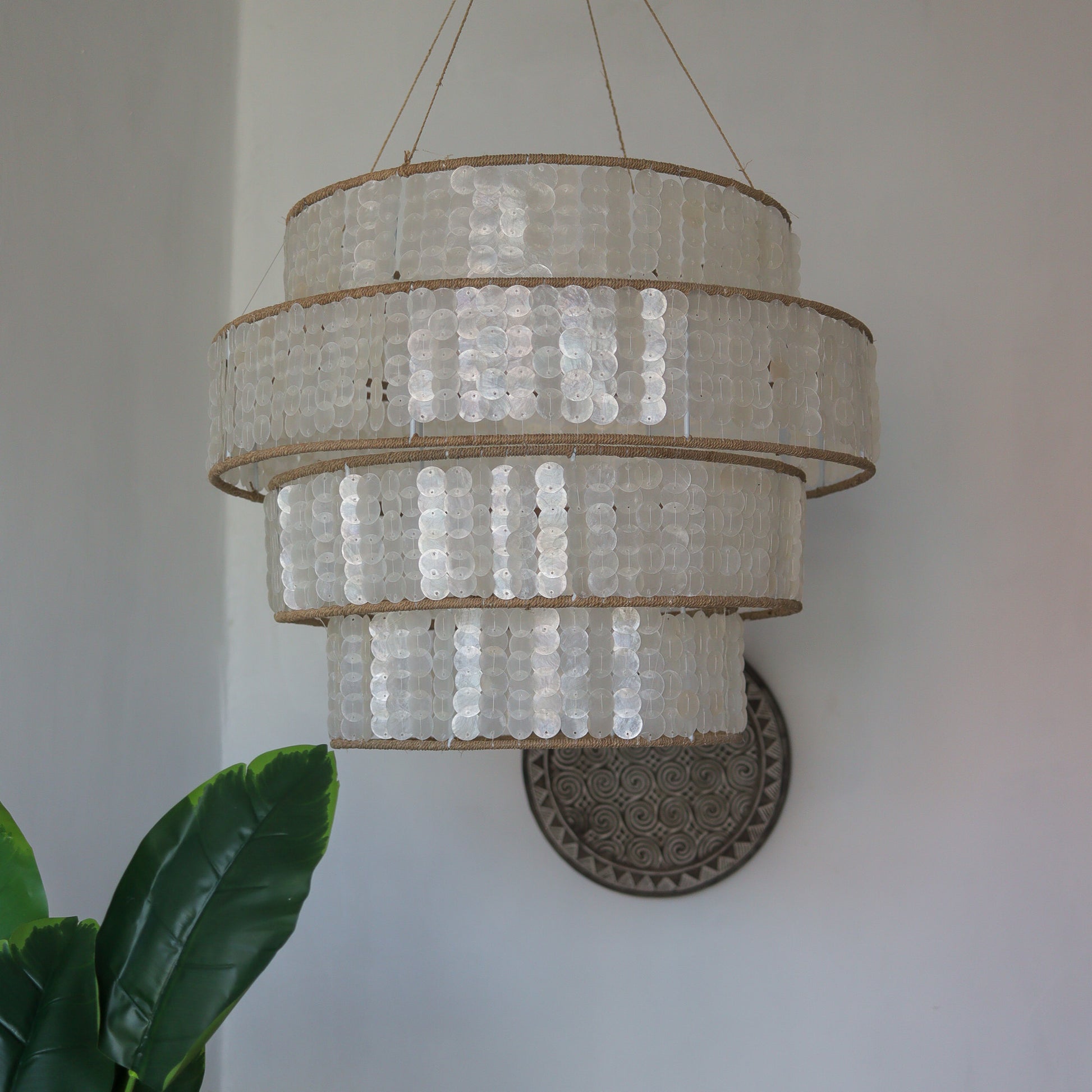 Capiz shell Pendant Light Tiered 