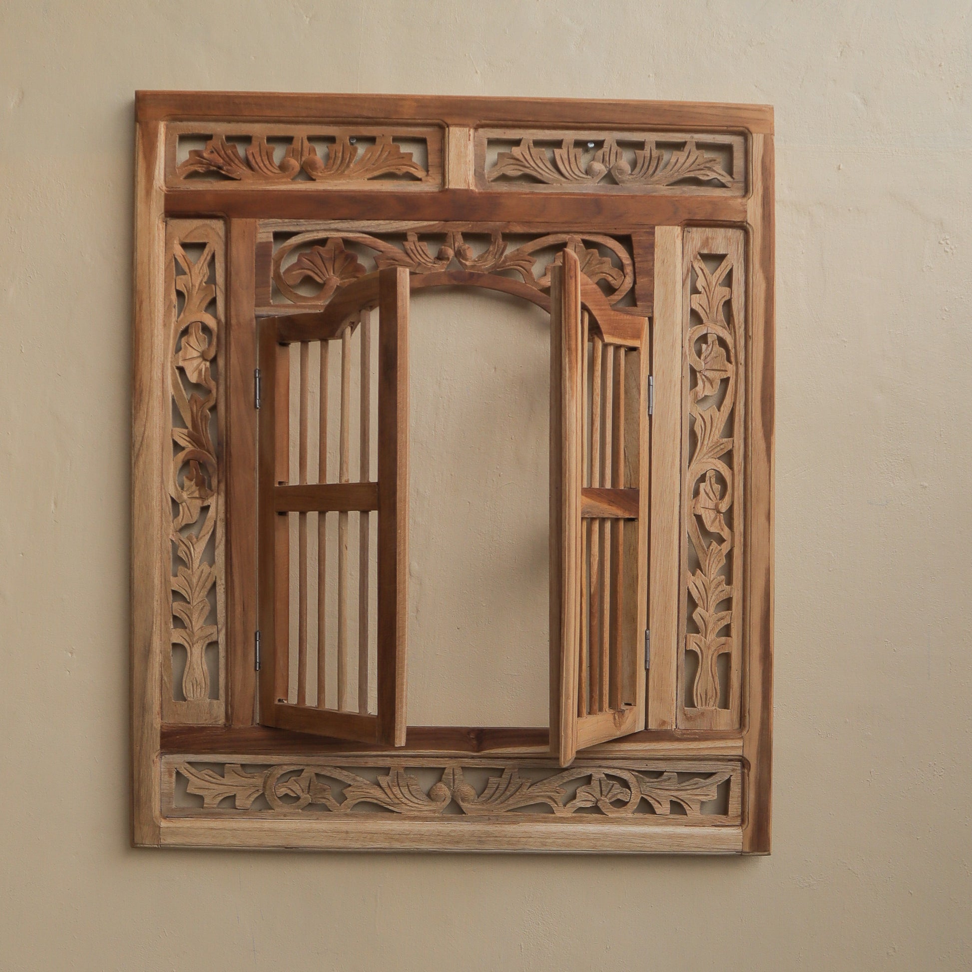 vintage hand carved window frame