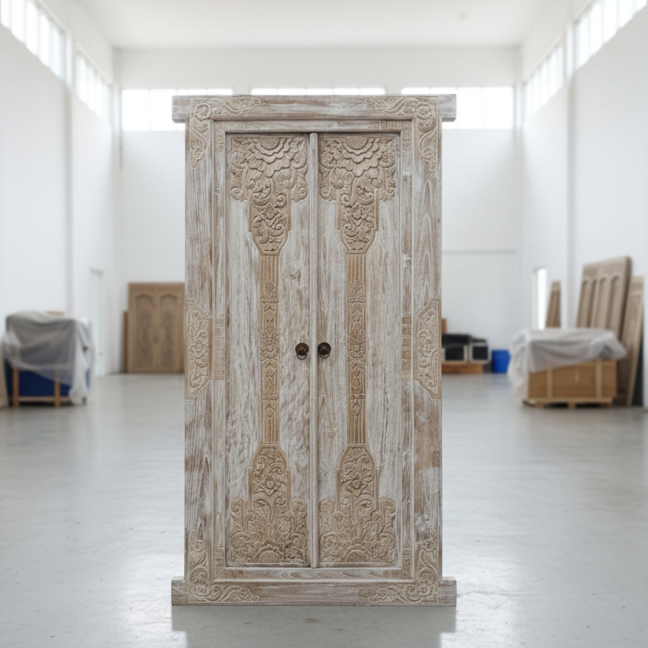 Decorative wooden cdoor with intricate carvings