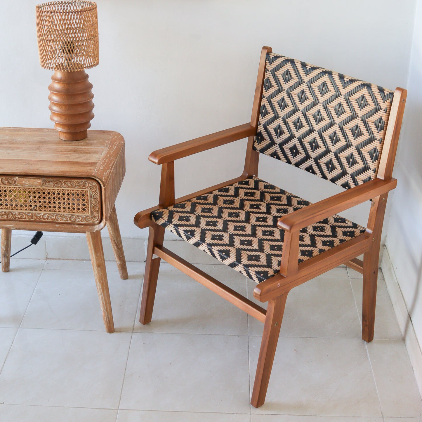 Rattan Wooden Dining Chair Hand Woven