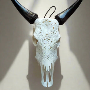 hand carved cow skull home decoration