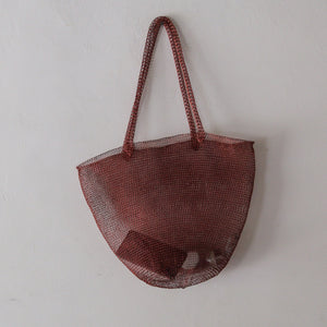 Copper Wire Mesh Hand Woven Tote Bag in Red