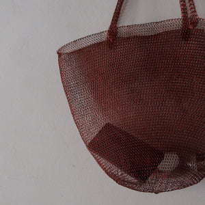 Copper Wire Mesh Hand Woven Tote Bag in Red