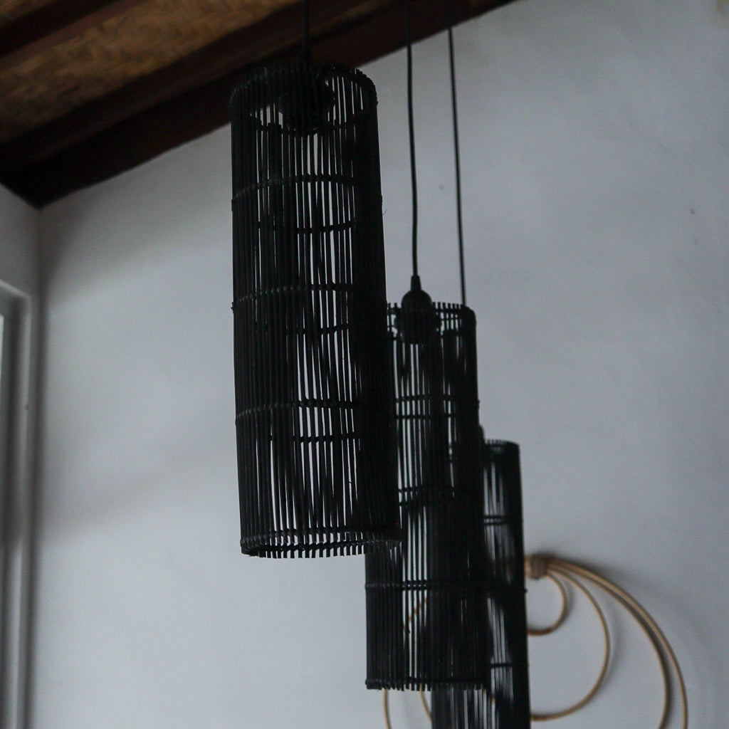 Black Rattan Pendant Lamp Tarra Design
