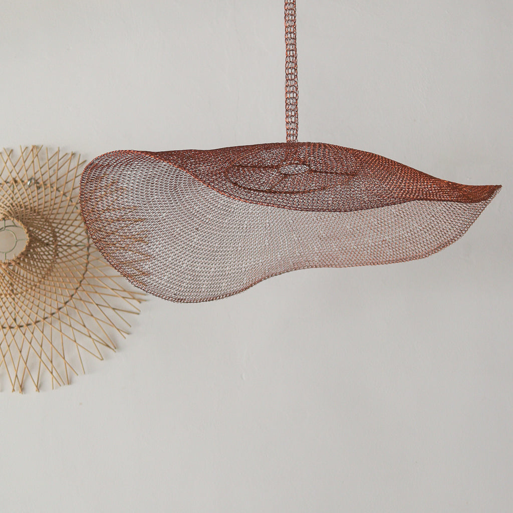 Wire Red Copper Mesh Chandelier Awan Satu Design