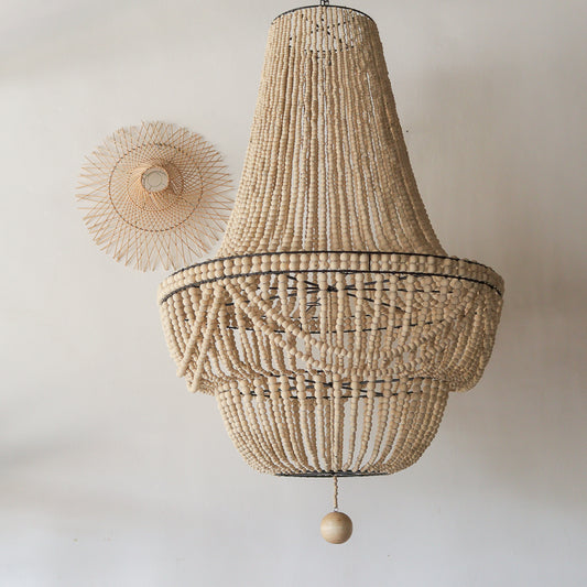 Wood Beaded Chandelier Alwa Shape