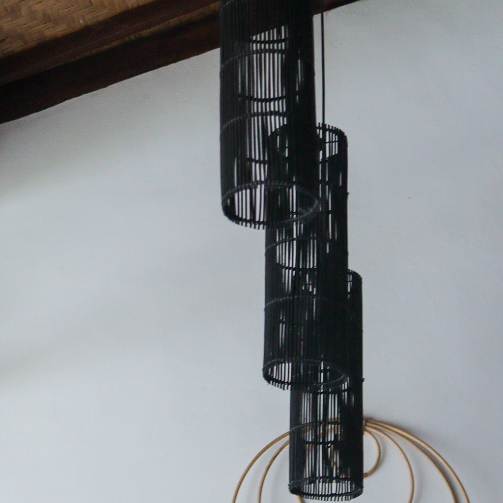 Black Rattan Pendant Lamp Tarra Design