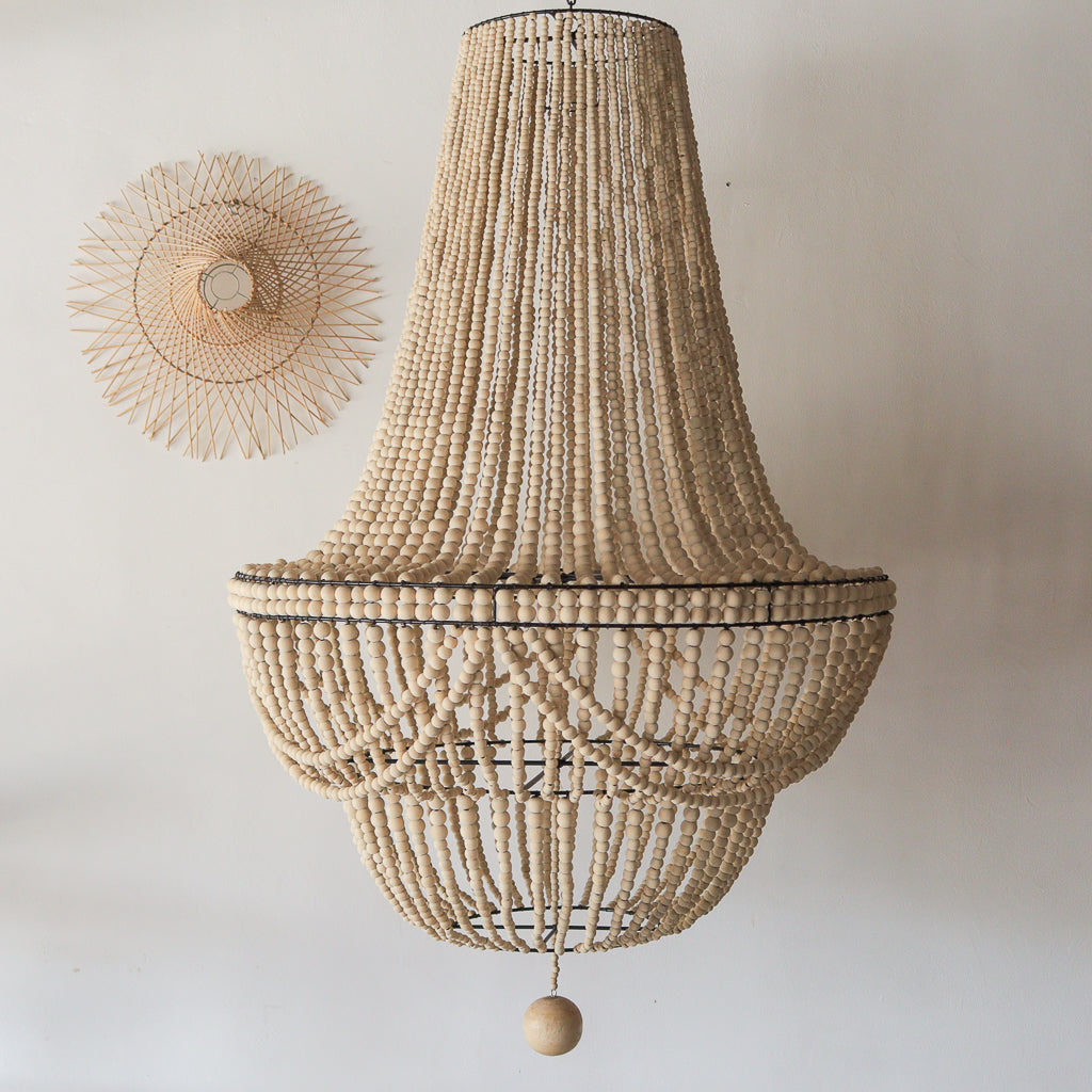 Wood Beaded Chandelier Alwa Shape