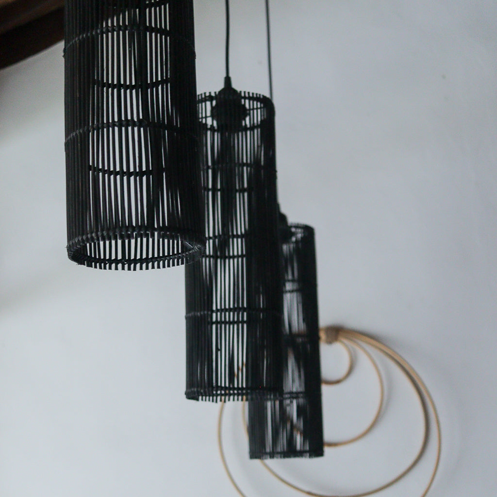 Black Rattan Pendant Lamp Tarra Design