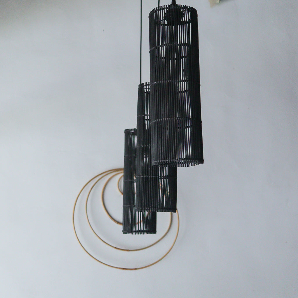 Black Rattan Pendant Lamp Tarra Design