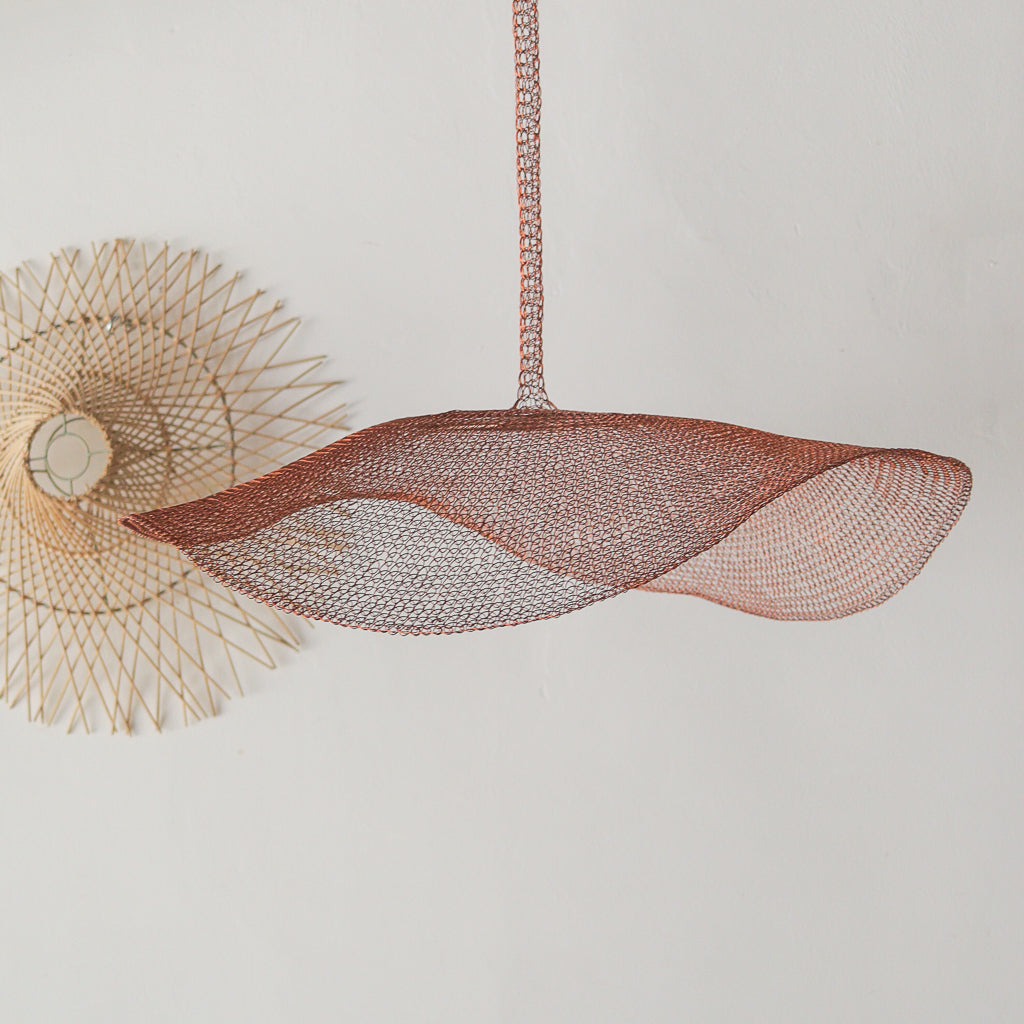 Wire Red Copper Mesh Chandelier Awan Satu Design