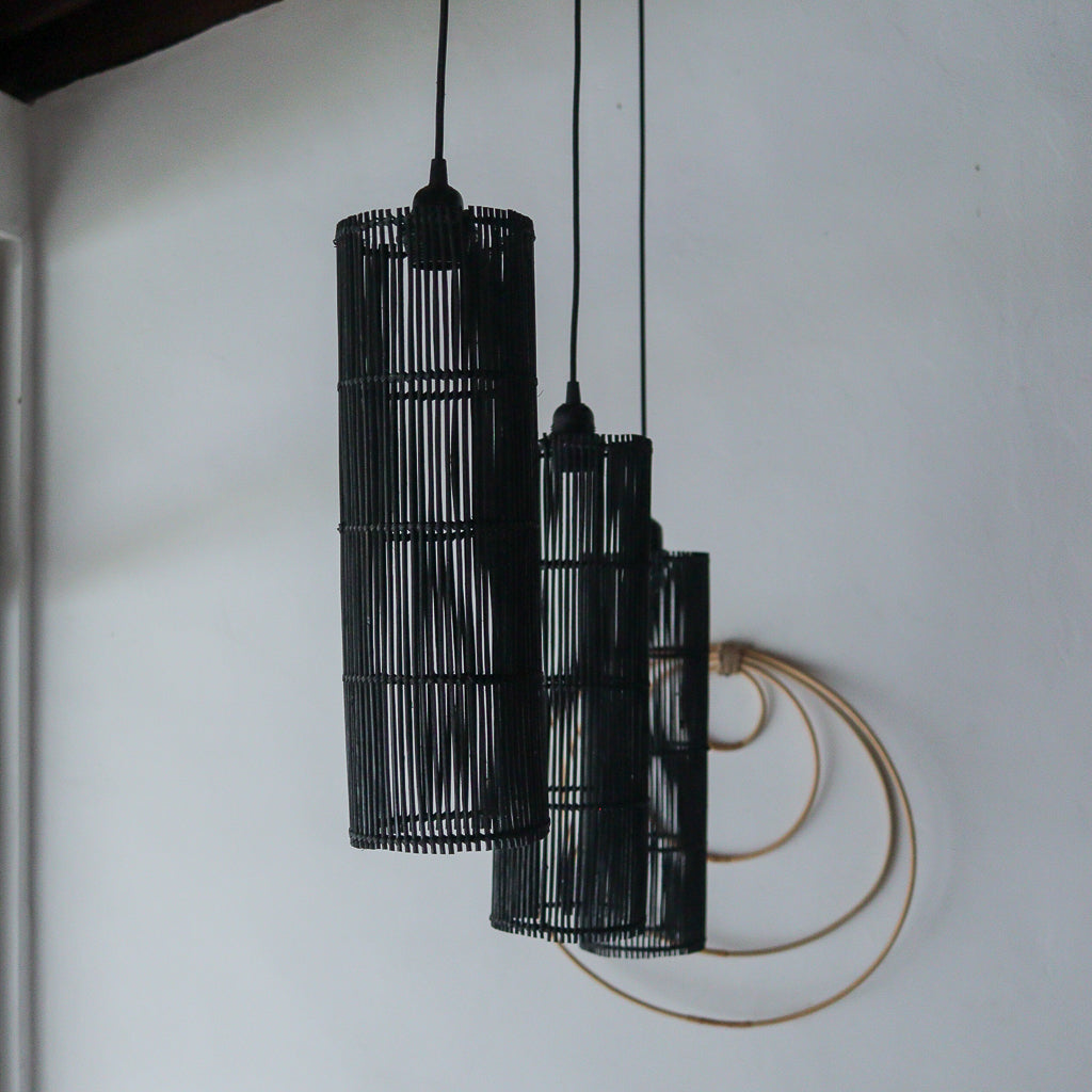 Black Rattan Pendant Lamp Tarra Design