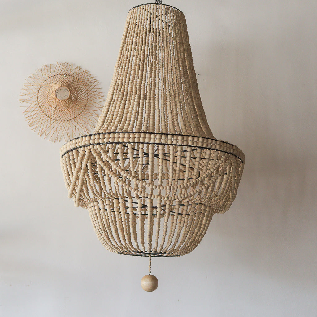 Wood Beaded Chandelier Alwa Shape