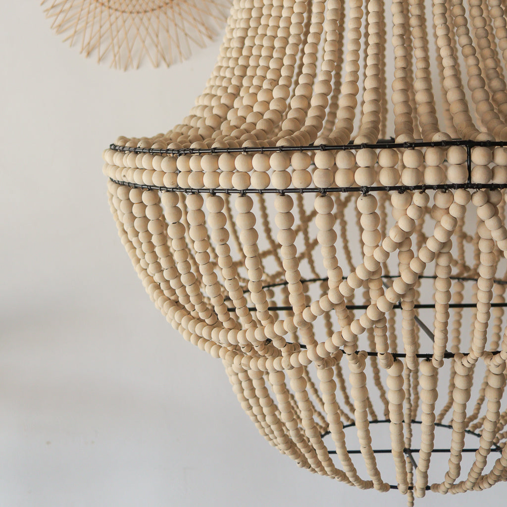 Wood Beaded Chandelier Alwa Shape