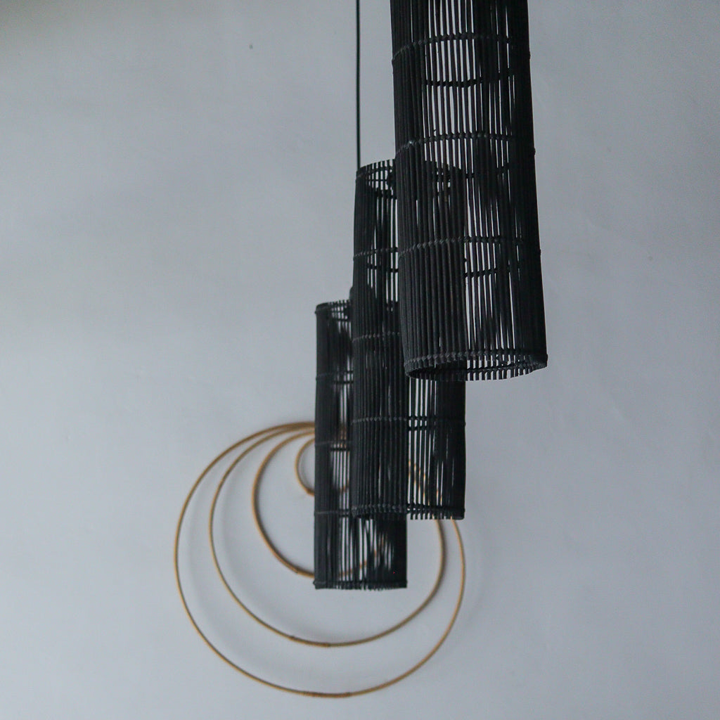 Black Rattan Pendant Lamp Tarra Design