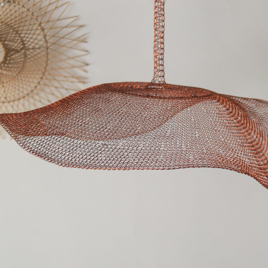 Wire Red Copper Mesh Chandelier Awan Satu Design