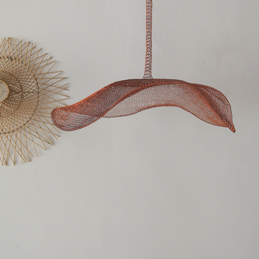 Wire Red Copper Mesh Chandelier Awan Satu Design