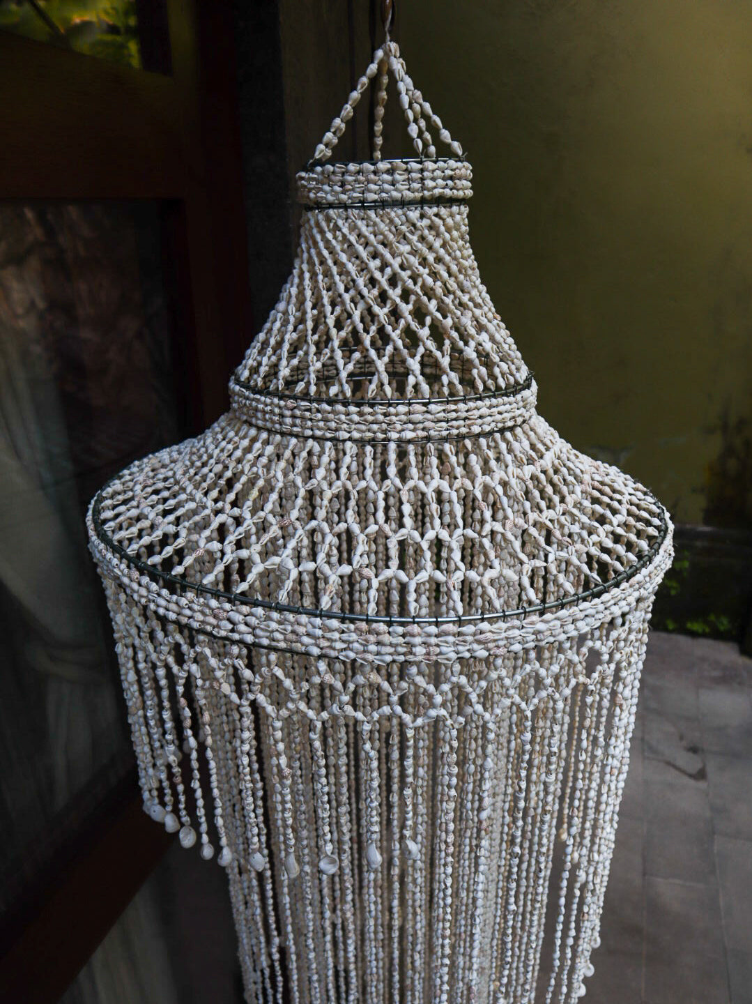 Spiral seashell chandelier