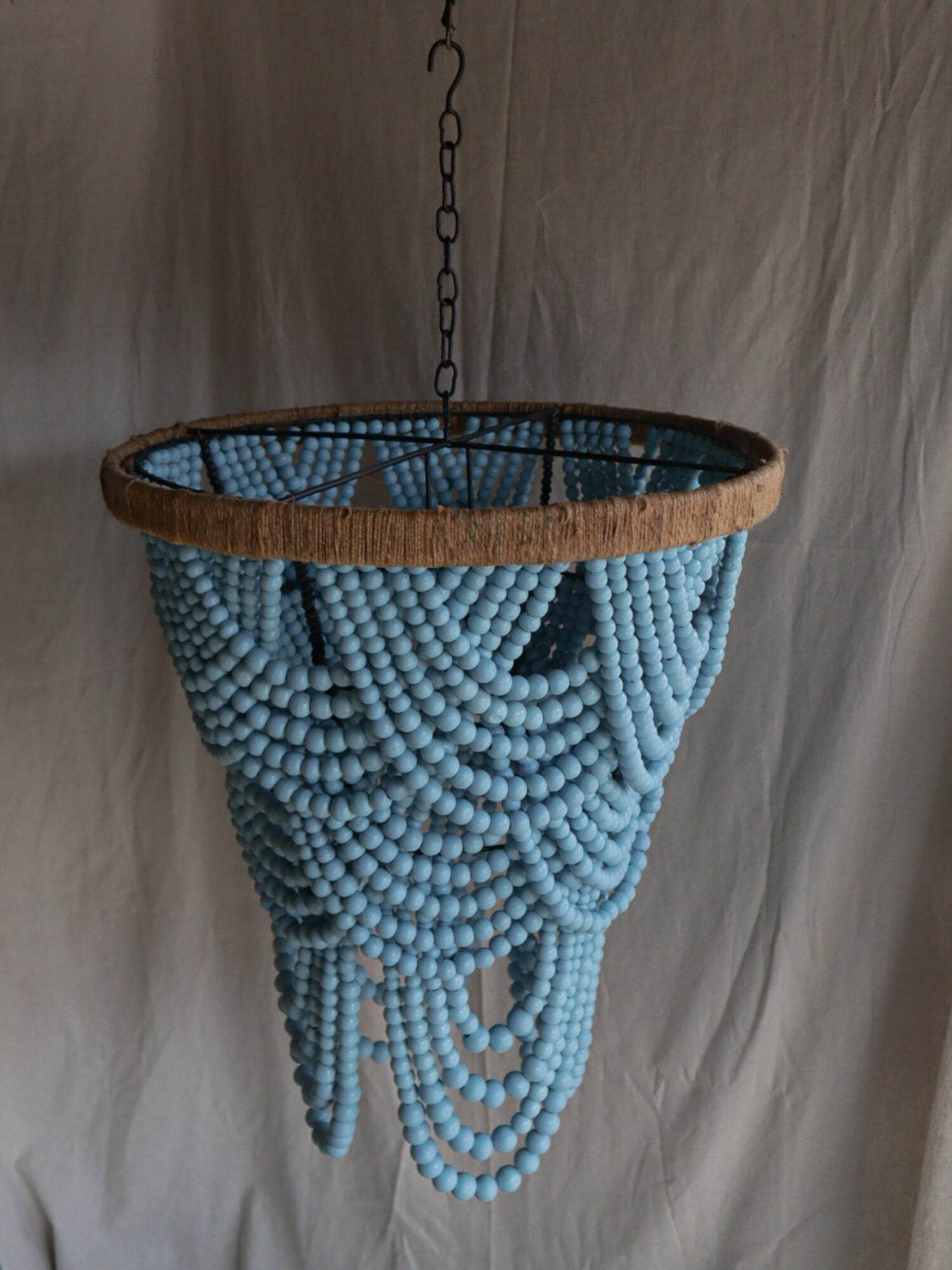 Wood Bead Hanging Lamp